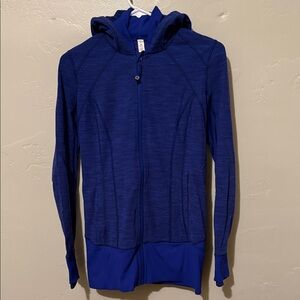 Lululemon Athletica Deep Blue Patterned Hoodie Zipper Jacket 6